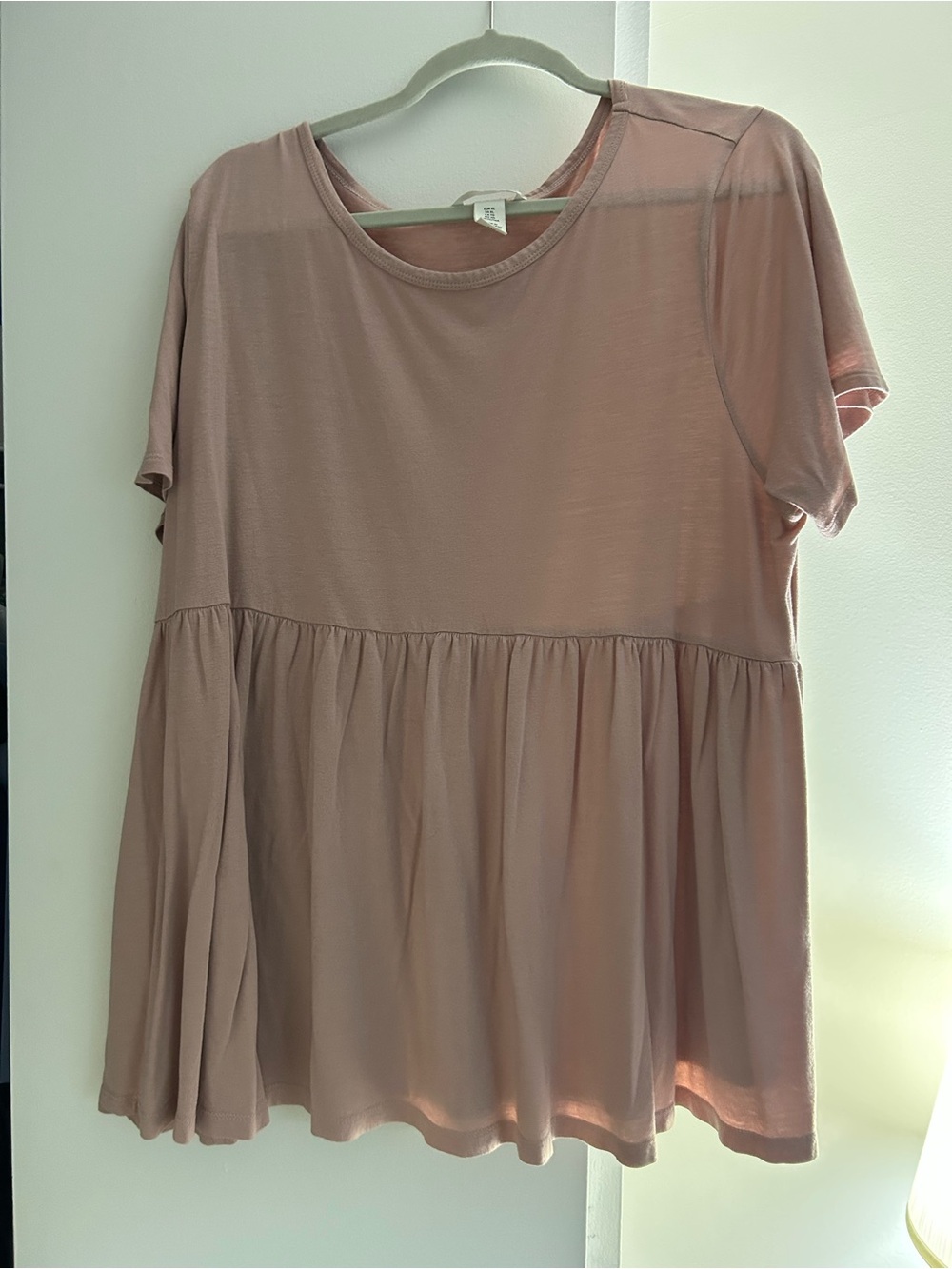 Women's light pink maternity Short Sleeve Peplum Top
